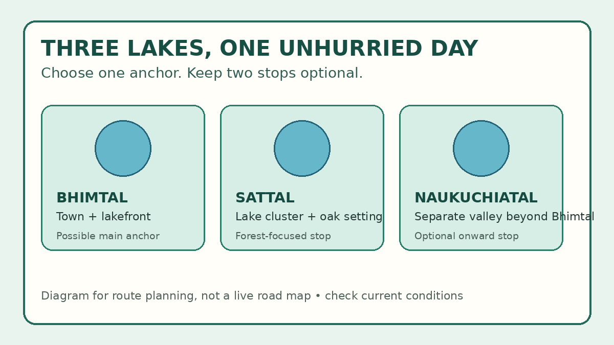 Bhimtal, Sattal and Naukuchiatal in one day: choose one anchor lake